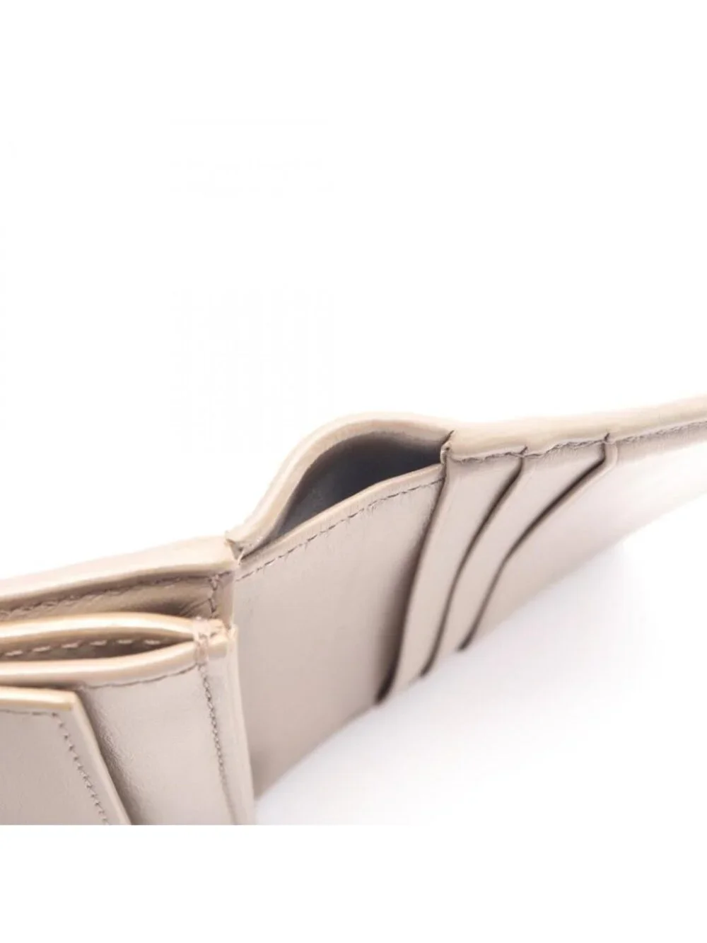 Celine Trifold Wallet Small Gray Beige Leather